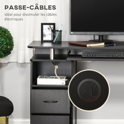 Computerbureau – Bureau – Werkplek – Schrijftafel – Bureau met Opbergruimte – Zwart – 120x55x85 cm – Veelzijdige Opbergruimte – Geïntegreerd Kabelbeheer