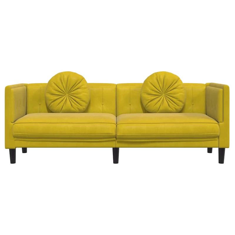 Slaapbank – Bedbank – Sleeperbank – Zitbed – 3-Zits Bank – Gele Velvet – Ruimtebesparend Ontwerp – Stevig Metaal Frame