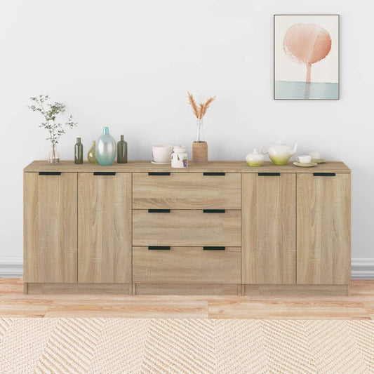 Opbergkast – Dressoir – Ladekast – Kast – Sideboard – Sonoma Eiken – 3 Lades – Vochtbestendig Material