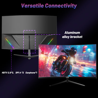 32 inch Curved Gaming Monitor – Curved Scherm – PC Monitor – Gaming Display – Frameloos Scherm – 2K QHD Resolutie – 180Hz Verversingssnelheid