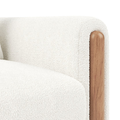 L-Vormige Hoekbank – Zithoekbank – Hoekbank – Sectiebank – Loungesofa – Oversized 4-Zits – Bamboe Zonder Houten Frame – Golvende Wolk Rugleuning – 4 Decoratieve Kussens – Diepe Brede Zitplaatsen – Wit