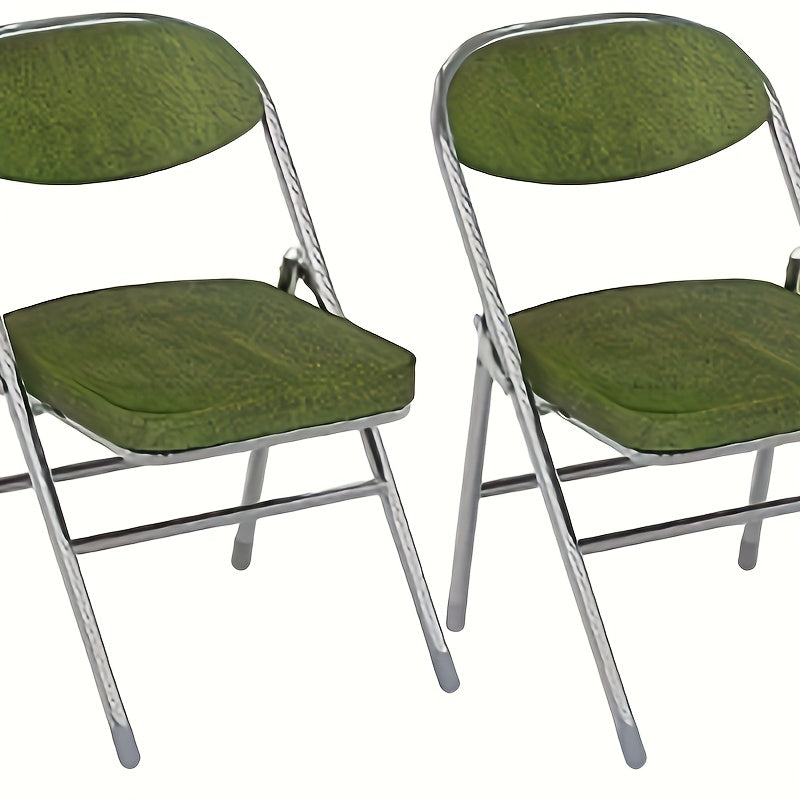 Set of 2 Corduroy Dining Chairs - No Assembly Required, Stackable Office Conference Chairs with Green Upholstery & Metal Frame, Durable Comfortable Seating for Meeting Rooms, Cafeterias, Reception Areas & Events, Event Seatin