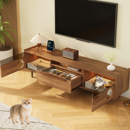 Krabpaal – Kattenkrabpaal – Kattenmeubel – Kattenhuis – Kattenboom – Notenhouten Salontafel – Katvriendelijk Ontwerp – 80x50x40 cm