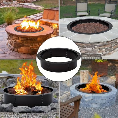 Large Heavy-Duty Fire Pit Ring - 48"/60" (122/152cm) Diameter Outdoor Fire Pit, Quick DIY No-Tool Assembly, In-Ground/above-Ground Use, Carbon Coated for Rustproof Durability - Backyard, Garden, Camping, Bonfire Pit