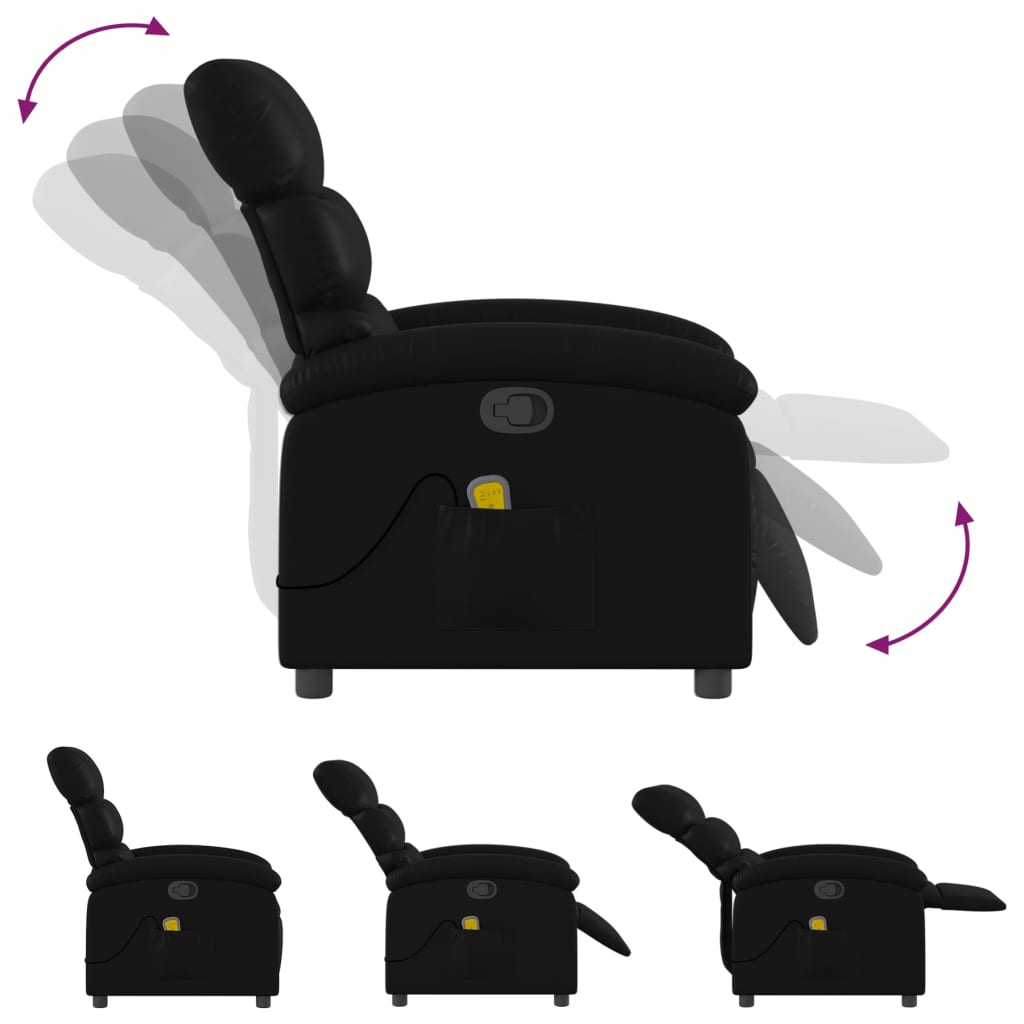Massagestoel – Relaxfauteuil – Shiatsu Stoel – Massagestoel – Verstelbare Zitplaats – Zwart Kunstleer – 6 Vibratiepunten – Handmatige Rugleuning 135°