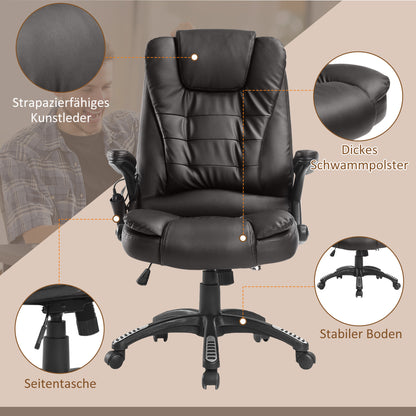 Ergonomische Bureaustoel – Bureaustoel Met Massage – Draaistoel – Bureaustoel Met Verwarming – Kantoorstoel – Hoogte Verstelbaar – Bruin Kunstleer
