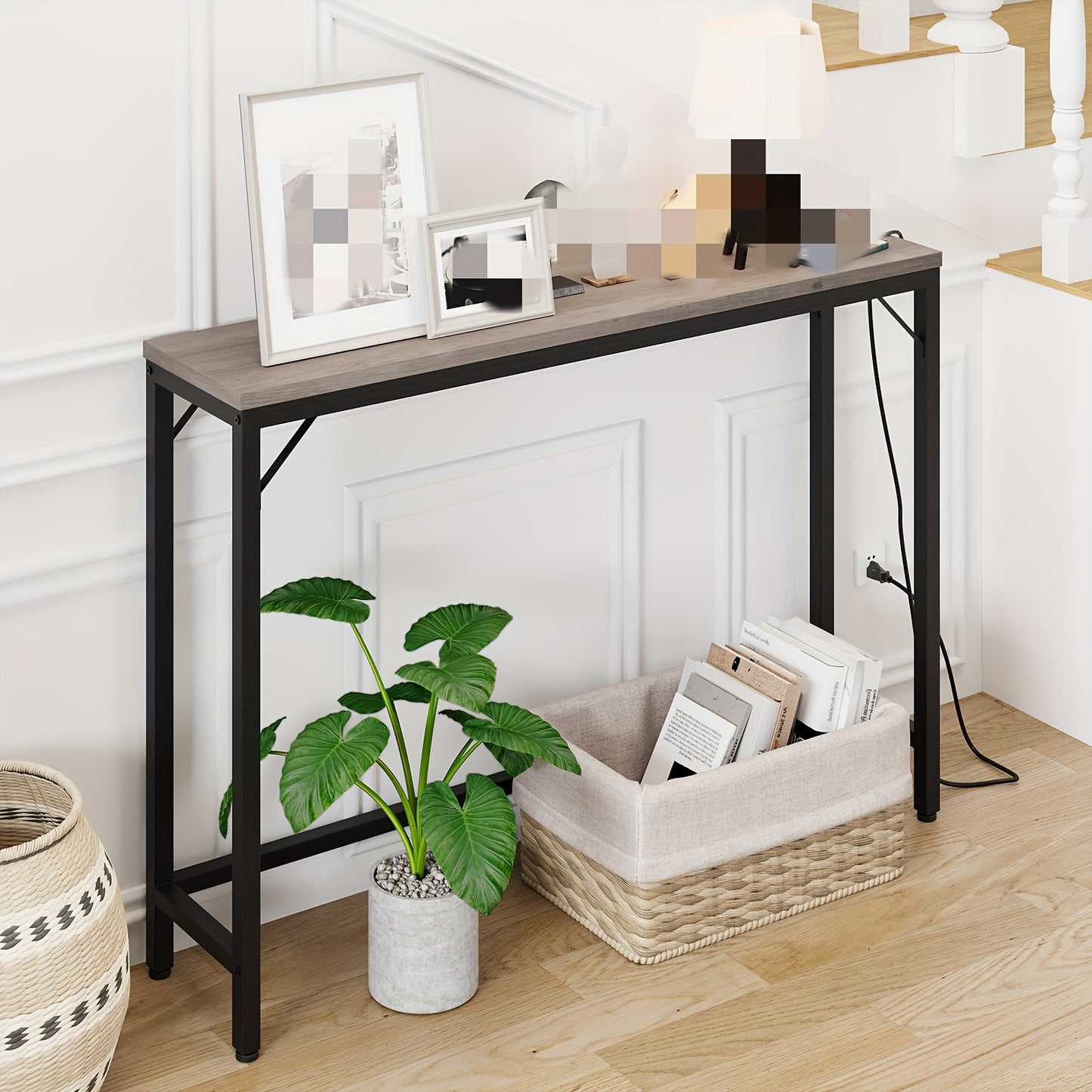 Smalle Sidetable – Smalle Console Tafel – Haltafel – Banktafel – Wandtafel – Metaal Frame – Compact 98x25x80 cm – Minimalistisch Design