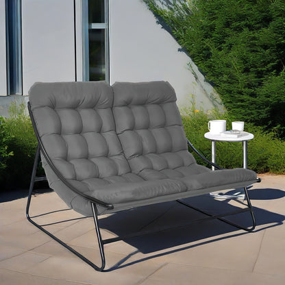 Tuinbank – Buitenbank – Balkonbank – Terrasbank – Garden Sofa – Grijs – Weerbestendig Met Metaal Frame – Inclusief Afneembare Kussens