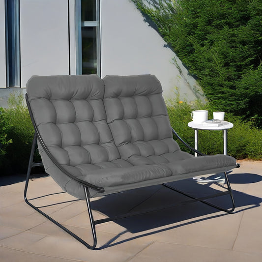 Tuinbank – Buitenbank – Balkonbank – Terrasbank – Garden Sofa – Grijs – Weerbestendig Met Metaal Frame – Inclusief Afneembare Kussens