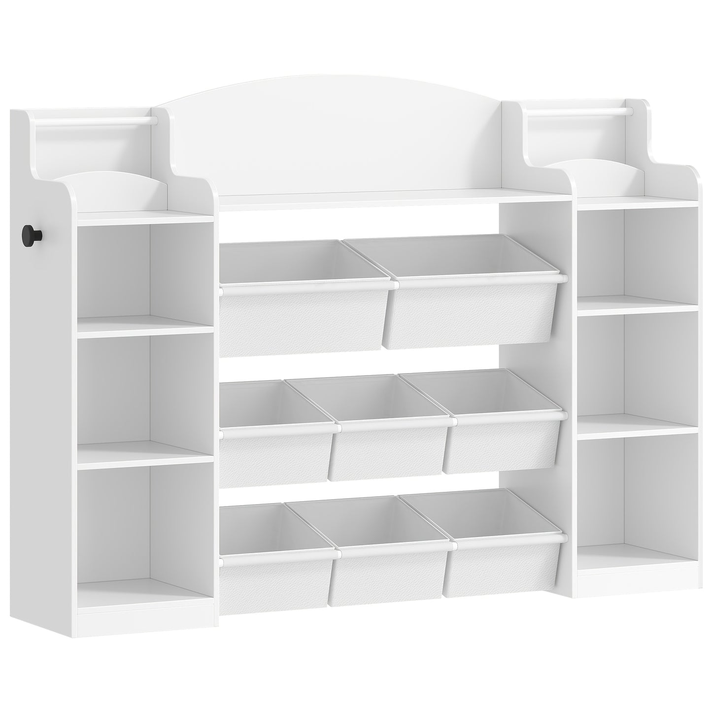 Boekenkast – Boekenrek – Opbergkast – Vakkenkast – Kinderboekenkast – 140x30x100 cm – Houten Constructie – 8 Stoffen Lades
