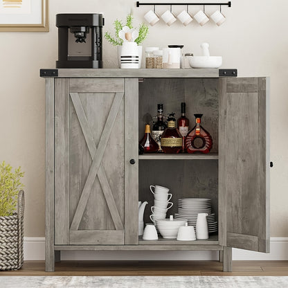 Farmhouse Sidetable – Dressoir – Buffetkast – Opbergkast – Haltafel – Compact Ontwerp – Stevig MDF Metalen Poten – Wit Met Bruin