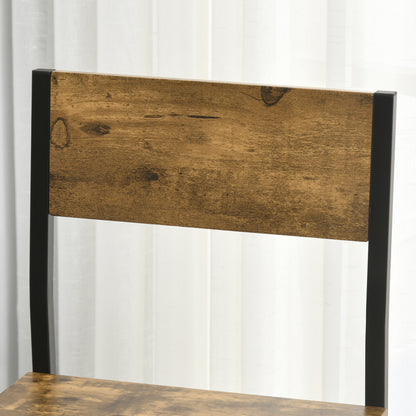 Barkrukken – Barstoelen – Barstoelen Met Rugleuning – Keukenstoelen – Statafel – Metaal – Waterbestendig – 3-delige Barset Rustiek Bruin