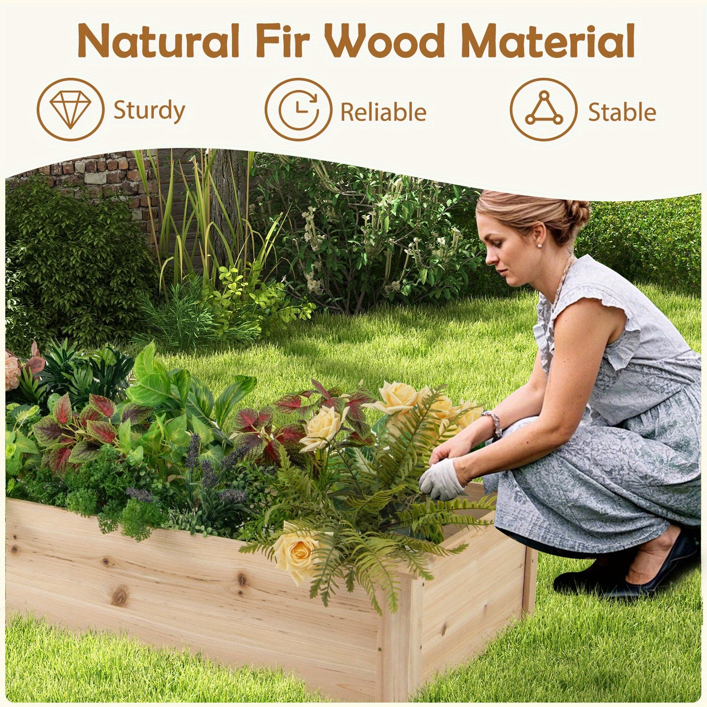Verhoogd Tuinbed – Moestuinbak – Plantenbak – Kruidenbak – Bloembed – Duurzaam Vurenhout – 228 x 62 x 25 cm – 2 Gescheiden Bakken Met Open Bodem