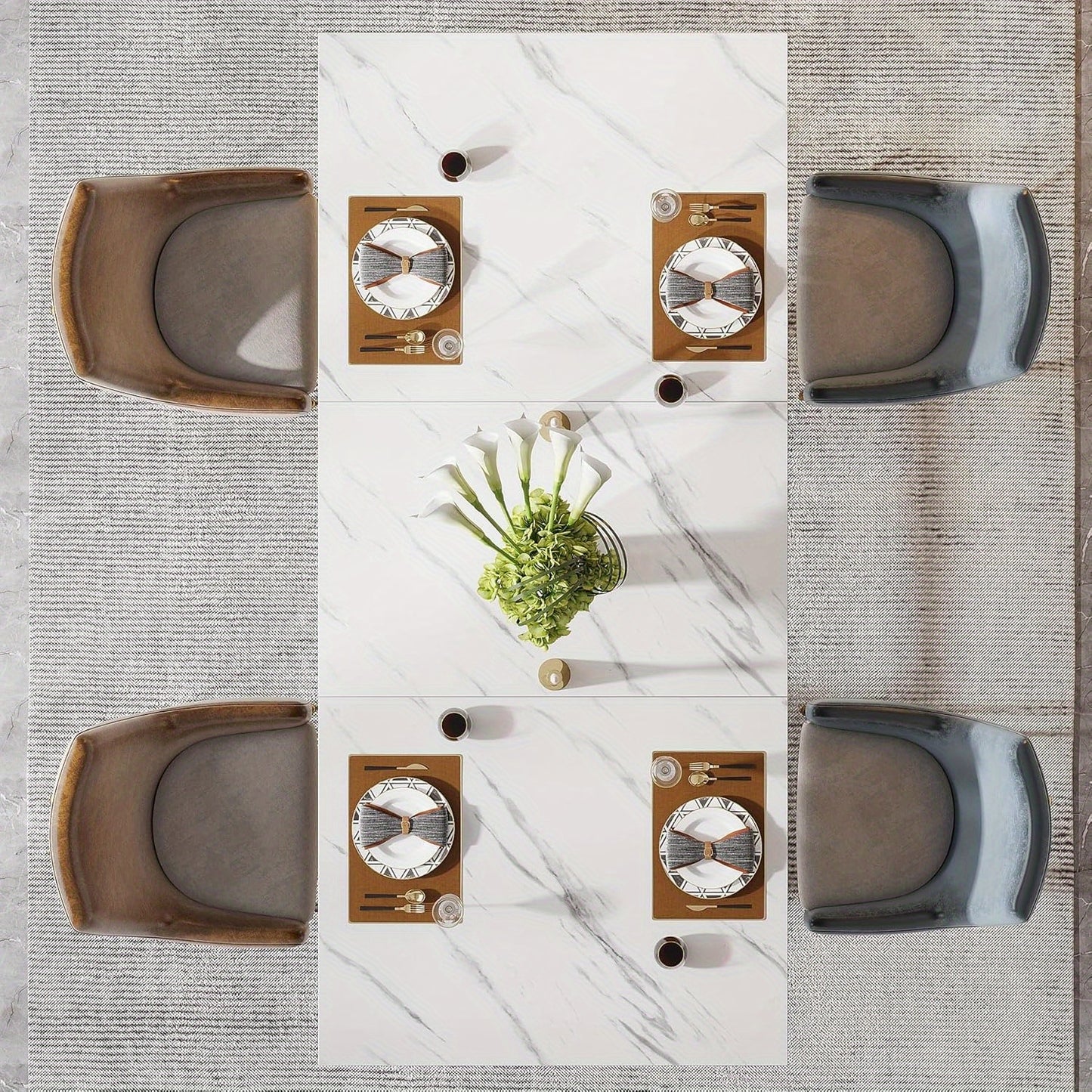 Eettafel – Tafel – Keukentafel – Dinertafel – Eetkamertafel – Rechthoekig – Wit met Gouden Accenten – Met Metalen Trestle Poten – 63 Inch voor 4-6 Personen