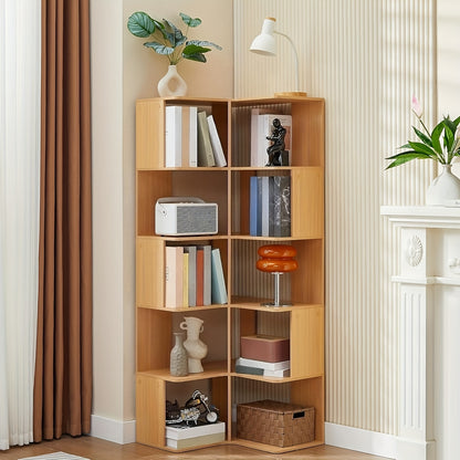 Boekenkast Open – Vloerplank – Boekenkast Met Planken – Wandrek – 6-laags Opbergkast – Houtkleur Metaalframe – 158 cm Breed – Stevig En Gemakkelijk Te Monteren