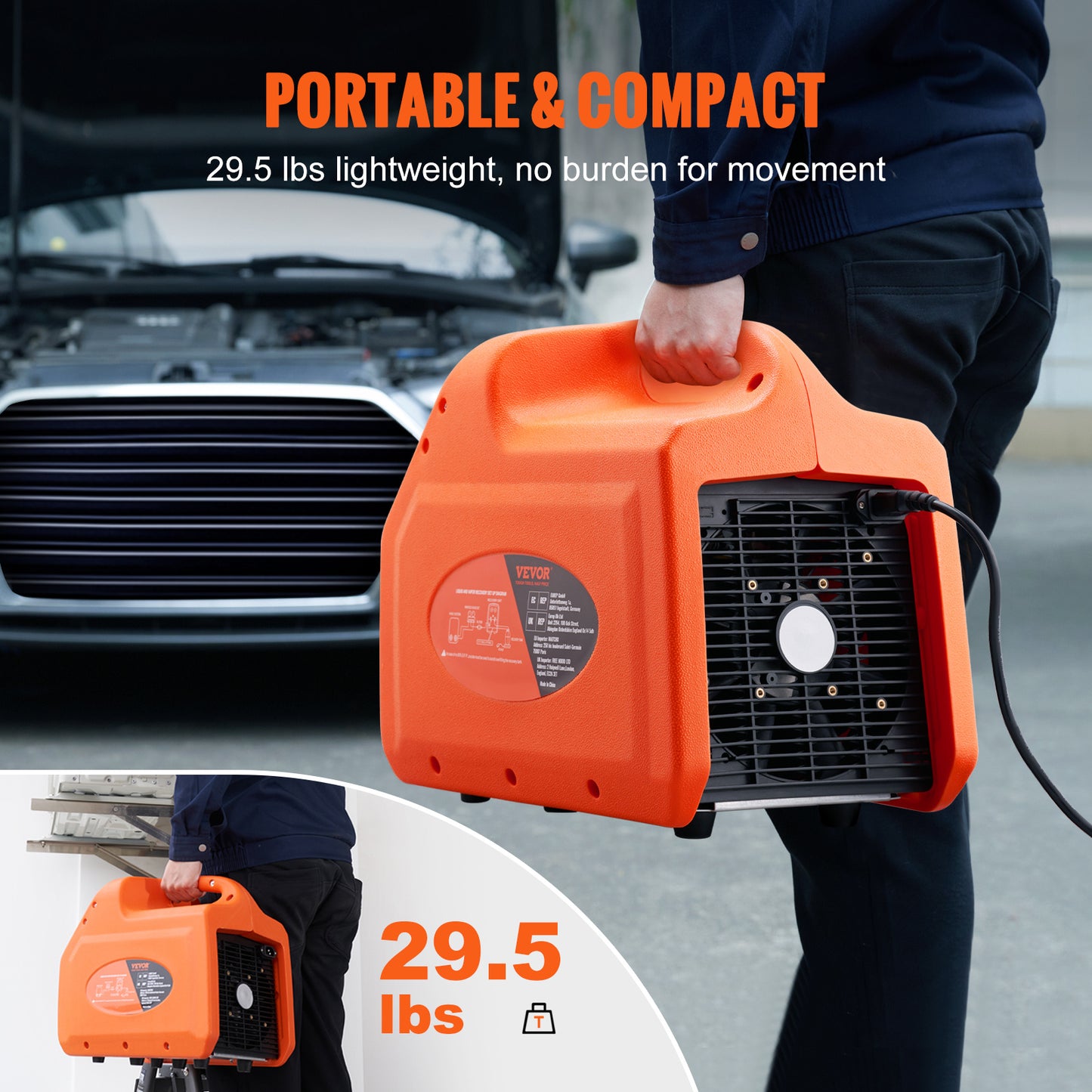 Koelmiddelafzuiger – Koelmiddelterugwinmachine – Refrigerant Recovery Machine – AC Terugwinapparaat – Koelgas Terugwinmachine – Compact en Lichtgewicht – Hoge Drukbeveiliging 220-240V