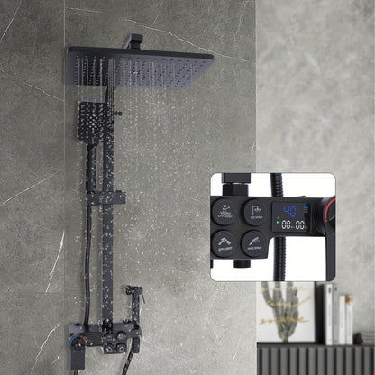 Thermostatic black shower head set, suitable for all kinds of bathrooms, Copper, Black