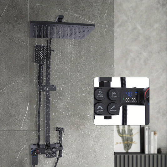 Thermostatic black shower head set, suitable for all kinds of bathrooms, Copper, Black