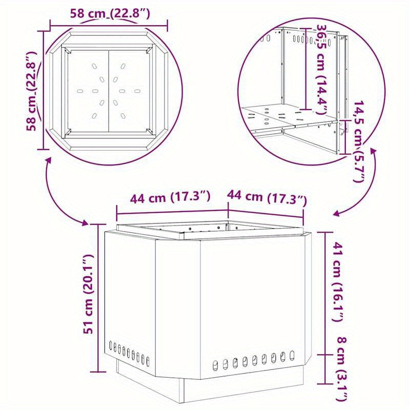 Vuurschaal – Vuurkorf – Tuinhaard – Sfeerhaard – Terrasverwarmer – Rookvrij – Stalen Constructie – Compact 58x58x51 cm – Zwart