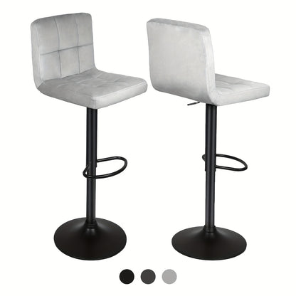 Barkrukken – Barstoelen – Krukken – Keukenstoelen – Bistrostoelen – Set Van 2 – Verstelbaar En Draaibaar – Fluwelen Bekleding Met Metalen Frame
