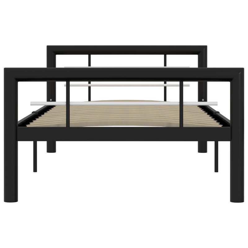 Contemporary Metal Bed Frame with Transparent Headboard - 90x200cm, Black & White Minimalist Design, Sturdy Metal Frame, Easy Assembly, No Electricity Needed, Perfect for Modern Bedroom Decor, Bedroom Furniture, Minimalist Be