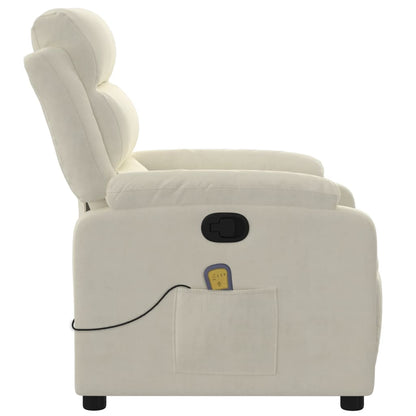 Fauteuil – Relaxstoel – Zetel – Lounge Chair – Recliner – Crème Handmatig Verstelbaar – Fluweelzachte Bekleding – Verstelbare Rugleuning Tot 135°
