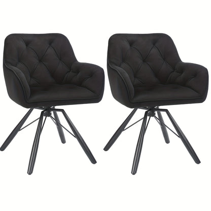 360° Draaibare Eetkamerstoelen – Draaistoelen – Velvet Stoelen – Bureaustoelen – Zwarte Stoelen – Set Van 2 – Ergonomisch Met Armleuningen – Stevige Metalen Pootjes