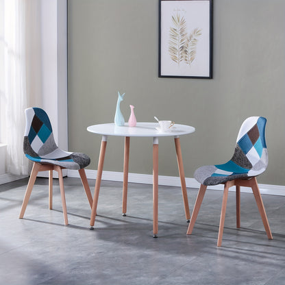 Eetkamerstoelen – Stoelen – Dinerset – Keukenstoelen – Zwarte Stoelen – Blauw Patchwork – Scandinavisch Design – Ergonomisch – Massief Beukenhout – Onderhoudsvriendelijk