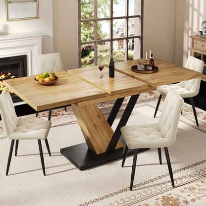 Modern Extendable Dining Table with Expandable Top - Space-Saving Design, Extends from 120 to 160cm Length, Multifunctional Kitchen & Dining Room Table Suitable for Small Spaces, Easy Assembly (No Wood)