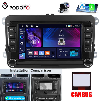 Car Stereo – Autoradio – Multimedia Systeem – Head Unit – Double Din – 7 Inch Touchscreen – Android 15 – Draadloze CarPlay & AHD Achteruitrijcamera