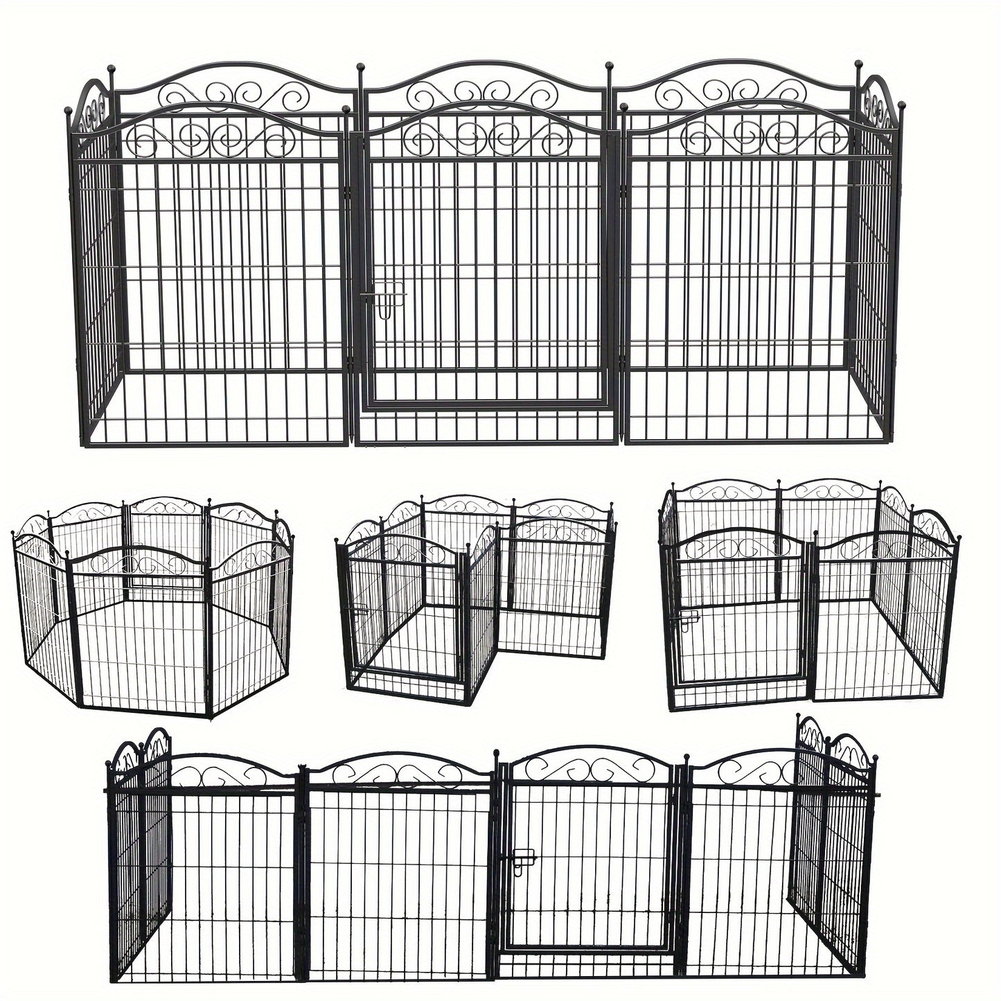 Hondenren – Puppyren – Hondenkennel – Konijnenren – Opvouwbare Hondenren – 8 Panelen – Kras- en Roestvrij Metaal – Inclusief Deur