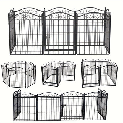 Hondenren – Puppyren – Hondenkennel – Konijnenren – Opvouwbare Hondenren – 8 Panelen – Kras- en Roestvrij Metaal – Inclusief Deur