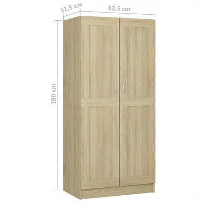 Garderobekast – Kledingkast – Kleerkast – Linnenkast – Opbergkast – Bruin – Compact Formaat 82,5x51,5x180 cm – Stevig Hardhouten Materiaal