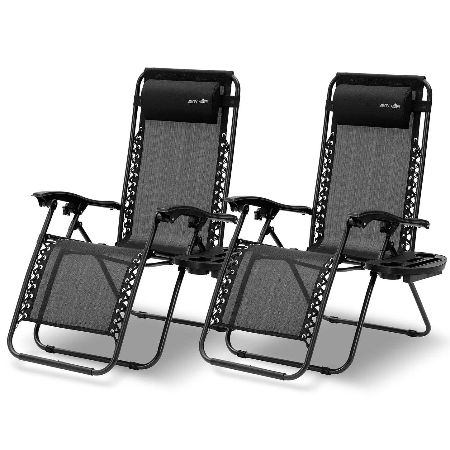 Loungestoel – Lounger – Relaxstoel – Tuinstoel – Fauteuil – Verstelbaar ontwerp – Afneembare zijtafel met bekerhouders