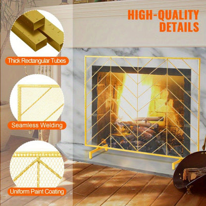 Haardscherm – Haardhek – Vonkenscherm – Openhaardscherm – Kachelbescherming – IJzeren Gaasframe – Vrijstaand – 980x758 mm