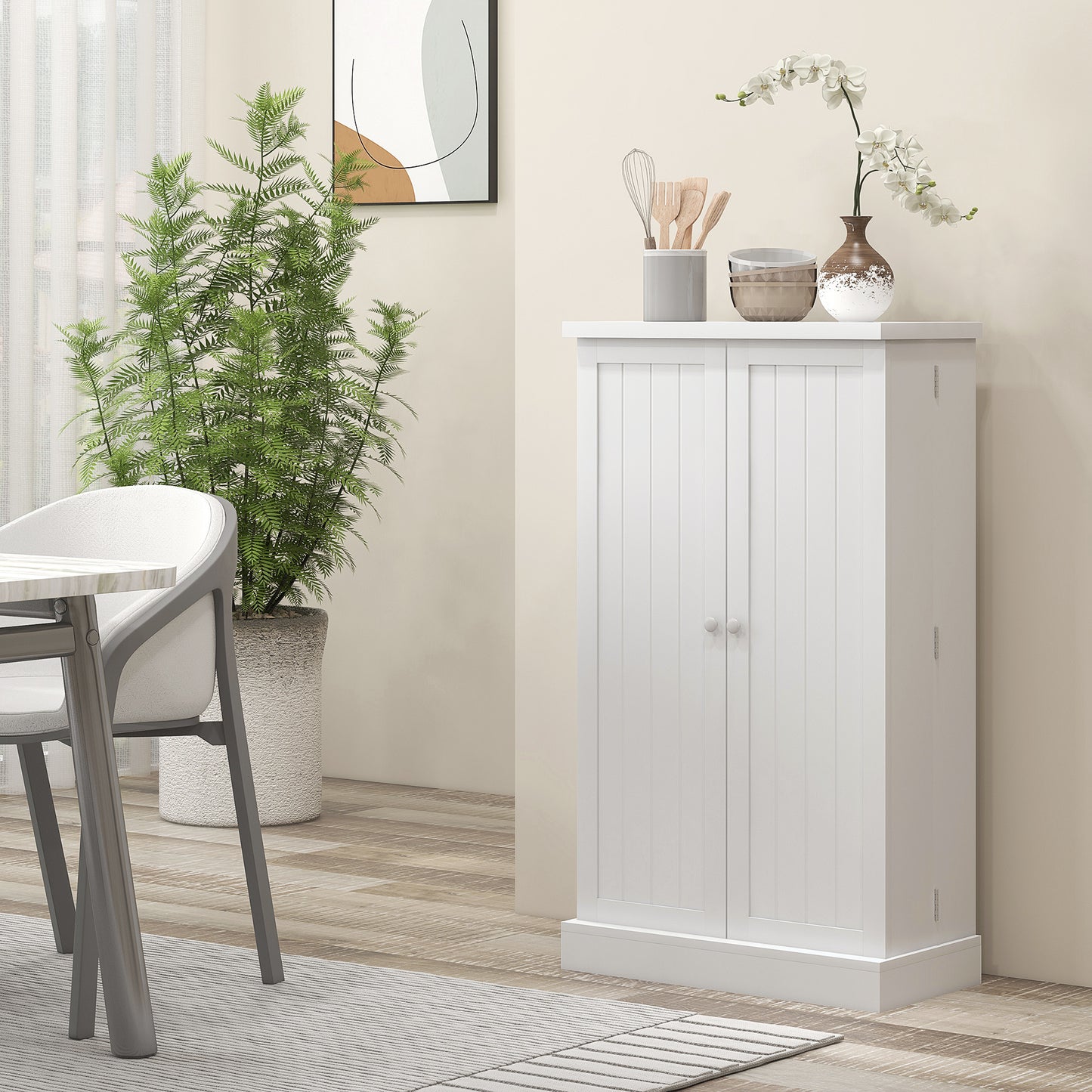 Keukenkast – Keukenkastje – Voorraadkast – Opbergkast – Keukenkast Wit – 60x30x104 cm – Verstelbare Planken & Anti-Kantelriemen