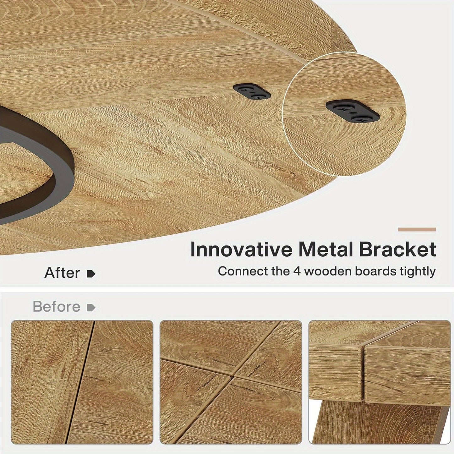 47 Inch Ronde Eettafel – Ronde Tafel – Keukentafel – Eetkamertafel – Tafeltje – Licht Hout – Stevige Pedestal Basis – Ruimtebesparend Ontwerp