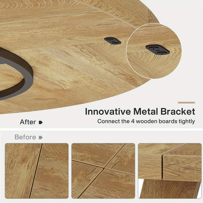 47 Inch Ronde Eettafel – Ronde Tafel – Keukentafel – Eetkamertafel – Tafeltje – Licht Hout – Stevige Pedestal Basis – Ruimtebesparend Ontwerp