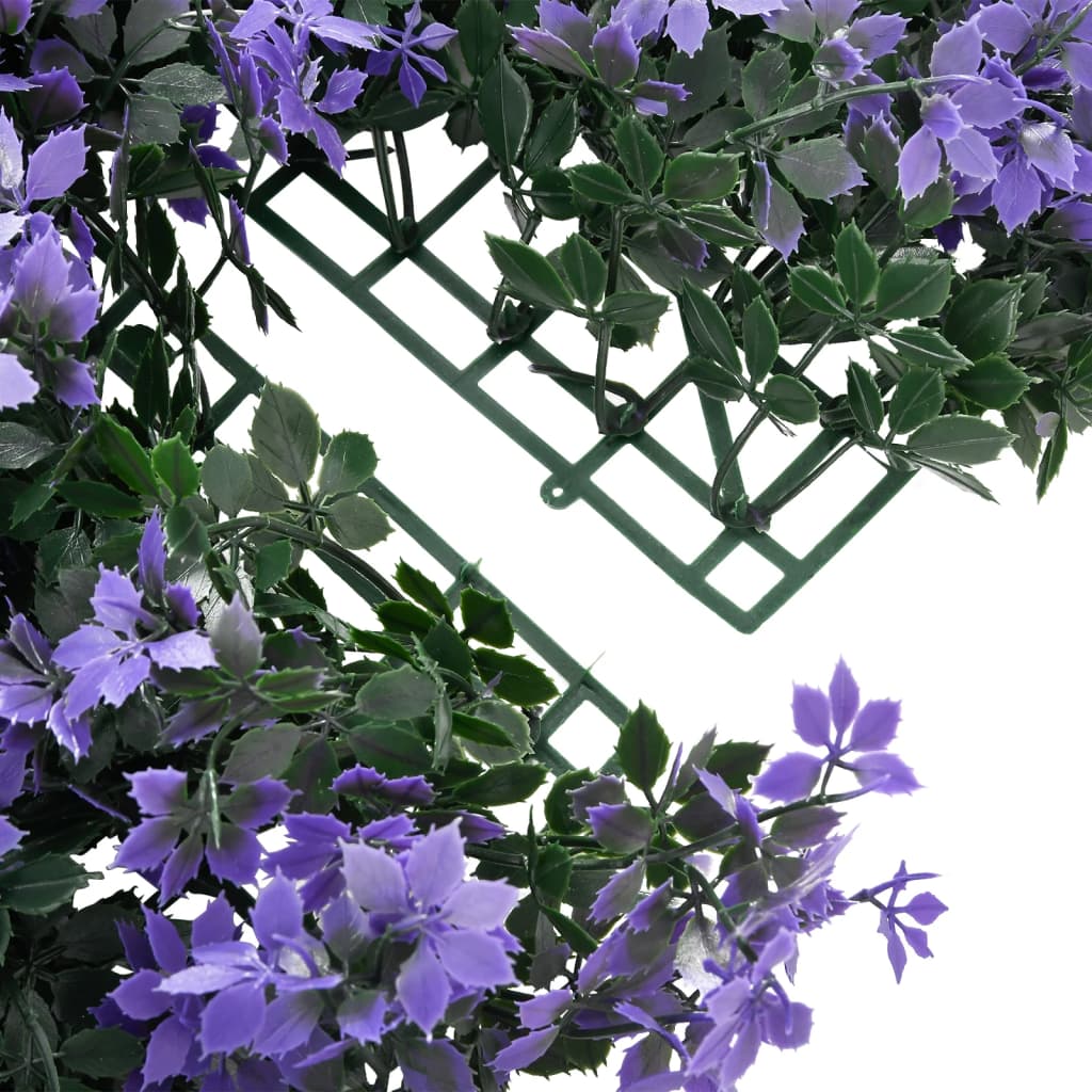 Kunsthaag – Kunstbladhangpanelen – Kunstplanten – Namaakplant – Tuinscherm – 24 stuks 40x60 cm – Weerbestendig PE-materiaal – Realistisch paars groen