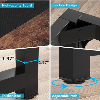Extra Lang L-vormig Bureau – Hoekbureau – Werkplektafel – Computerbureau – Studiebureau – Ruim Werkblad 180 cm – Stabiele Metaal & Hout Constructie