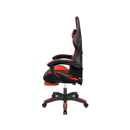 Gamingstoel – Gamestoel – Gaming Chair – Game Stoel – Bureaustoel – Verstelbare Zithoogte – Inklapbare Voetensteun - Zwart/Rood