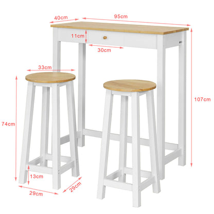 Bartafelset – Barkrukken Set – Statafel – Keukentafel – Eettafel – Modern Design – Compact Met Lade En Houtlook