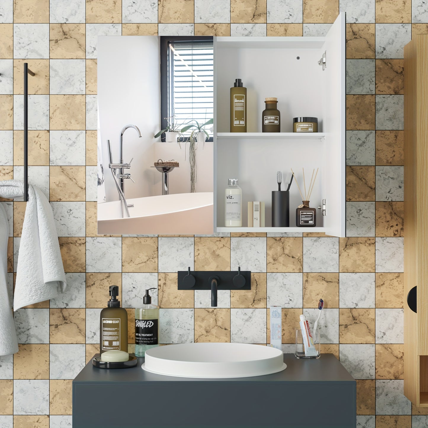 Kast – Boekenkast – Opbergkast – Servieskast – Vitrinekast – Wit – Hoogwaardig Hout – Veel Opbergruimte Met 2 Deuren En Open Planken