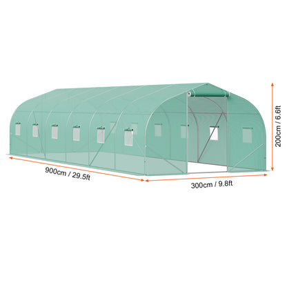 Kweektunnel – Groeikas – Tuintunnel – Plantentunnel – Tunnelkas – Verzinkt Stalen Frame – PE Folie 9 x 3 x 2 Meter – Walk-in Design