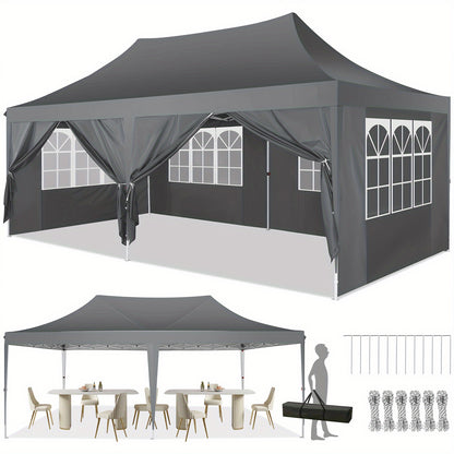 Partytent – Evenemententent – Vouwtent – Advantent – Feesttent – 3×6 Meter – Afneembare Zijwanden – Stevige Hexagonale Poten – Grijs