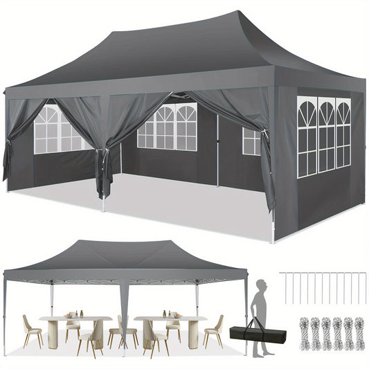 Partytent – Evenemententent – Vouwtent – Advantent – Feesttent – 3×6 Meter – Afneembare Zijwanden – Stevige Hexagonale Poten – Grijs