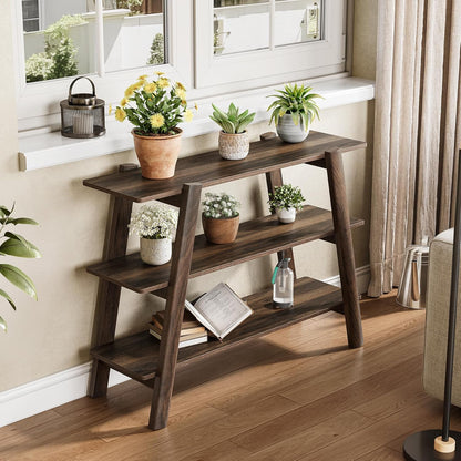 Sidetable – Consoletafel – Wandtafel – Haltafel – Sofa tafel – Smal ontwerp met 3 open planken – Duurzaam houtlook materiaal