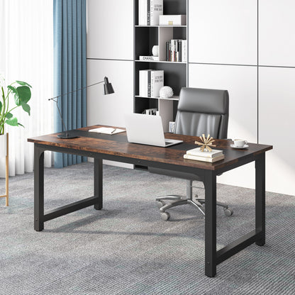 Bureau – Computertafel – Werkplek – Schrijftafel – Thuiskantoor – Ruim Werkblad 160x80 cm – Stabiel Metalen Onderstel Rustiek Zwart