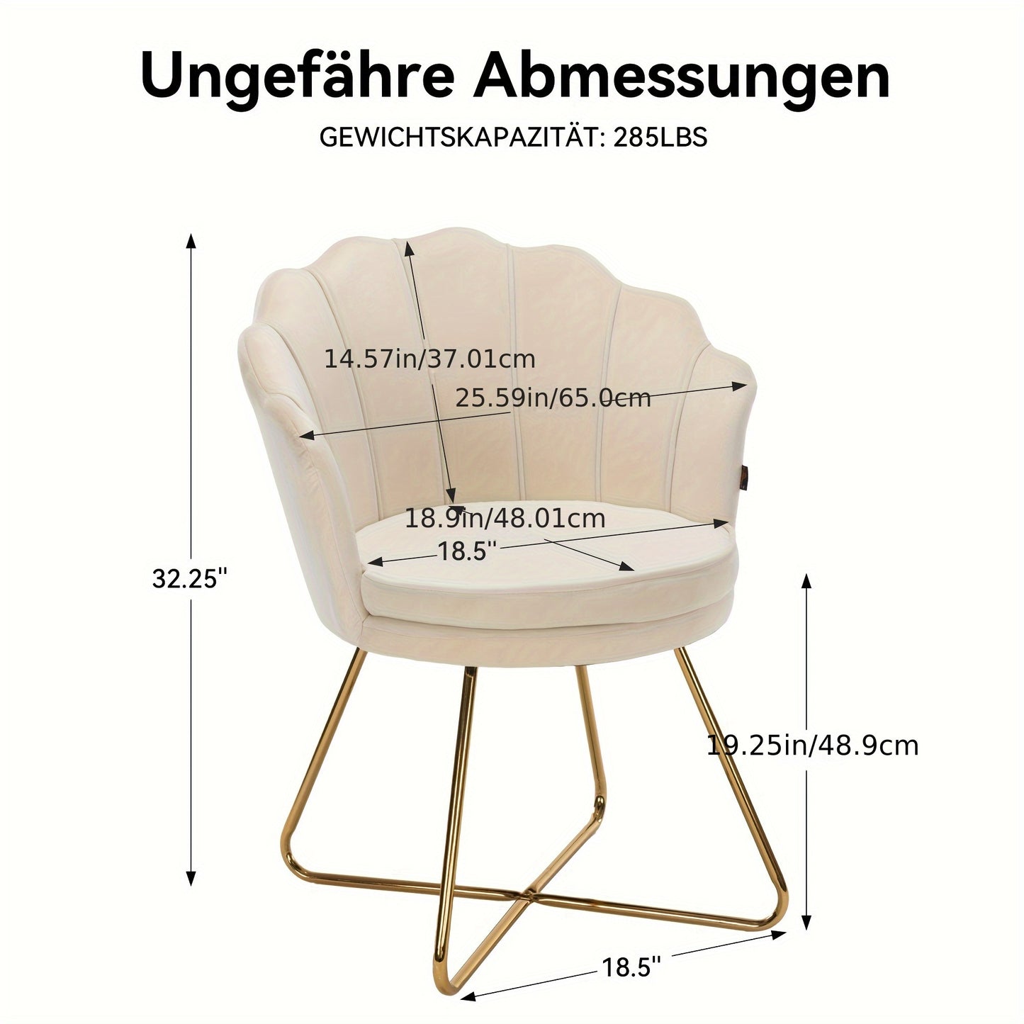Upholstered Dining Room Chairs, Dressing Table Chair Velvet Petal Backrest Recliner Chair with Metal Legs Golden, Maximum Load 150kg,  Velvet Upholstery, Golden Accents, Comfortable Seating, Elegant Living Spaces, Modern Hous