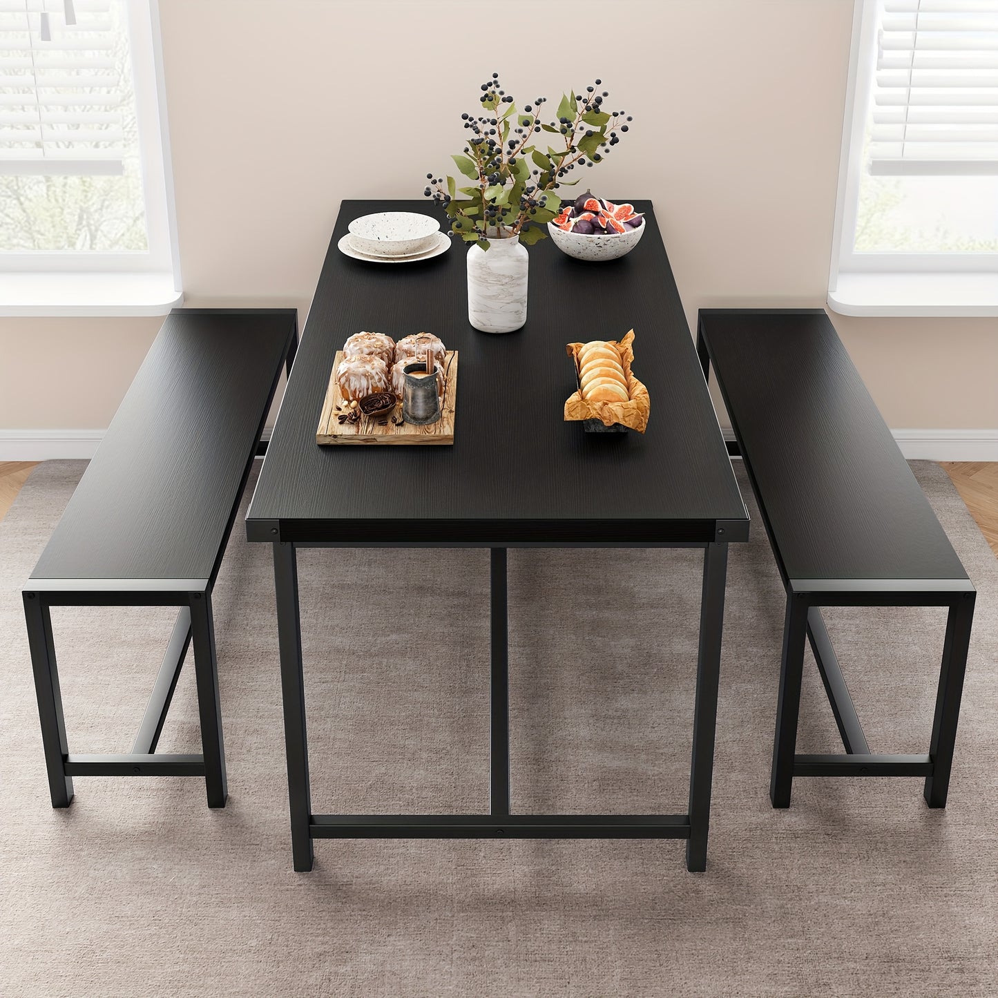 Bar Tafel Set – Bistro Set – Bar Meubel – Eettafel Set – Compact Meubel – Ruimtebesparend Design – Drie-Laagse Opbergruimte – Grijs MDF & Metaal